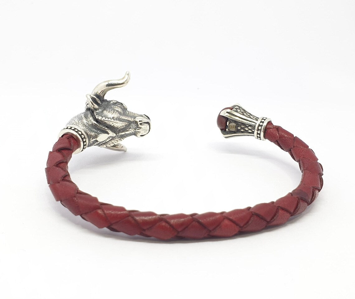 Turquoise and lapis leather bracelet