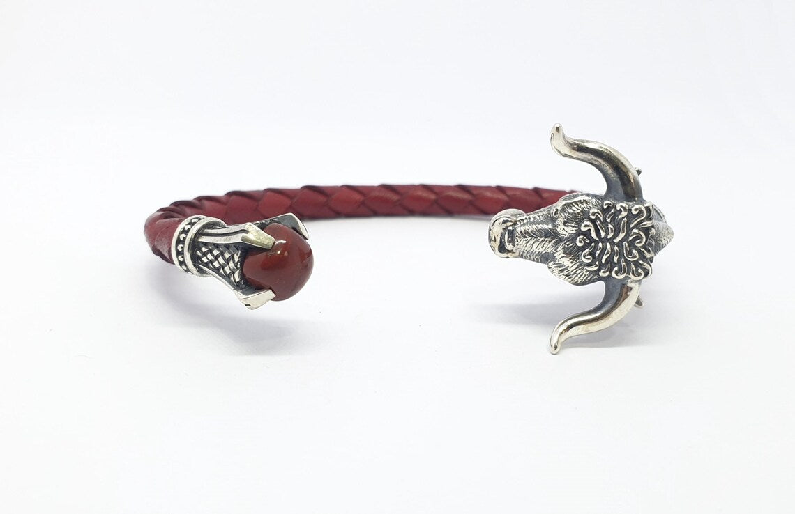Bull head gemstone bracelet
