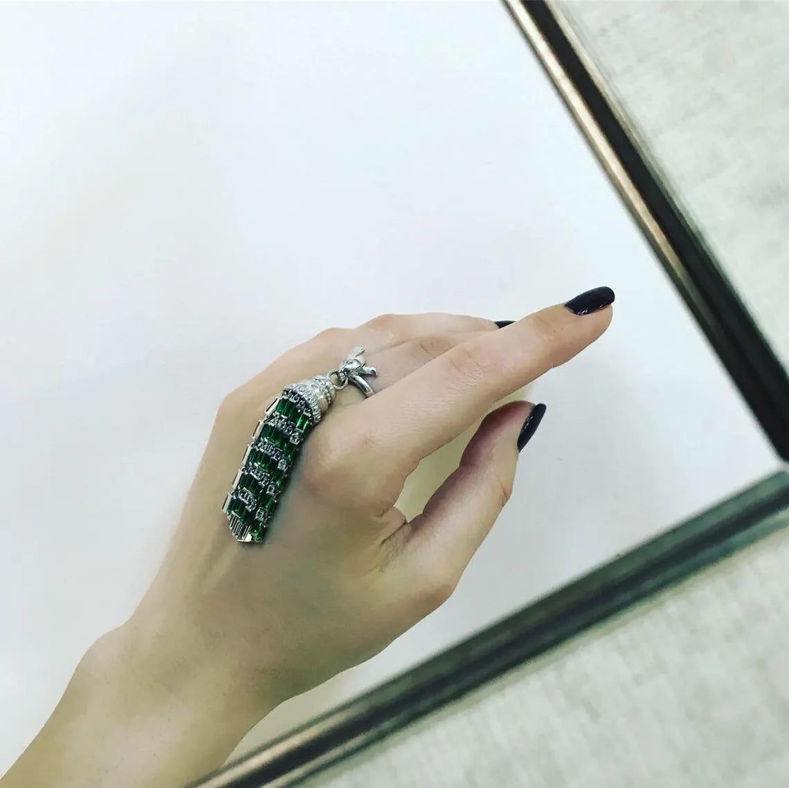 Art Deco sterling silver tassel earrings and statement ring set