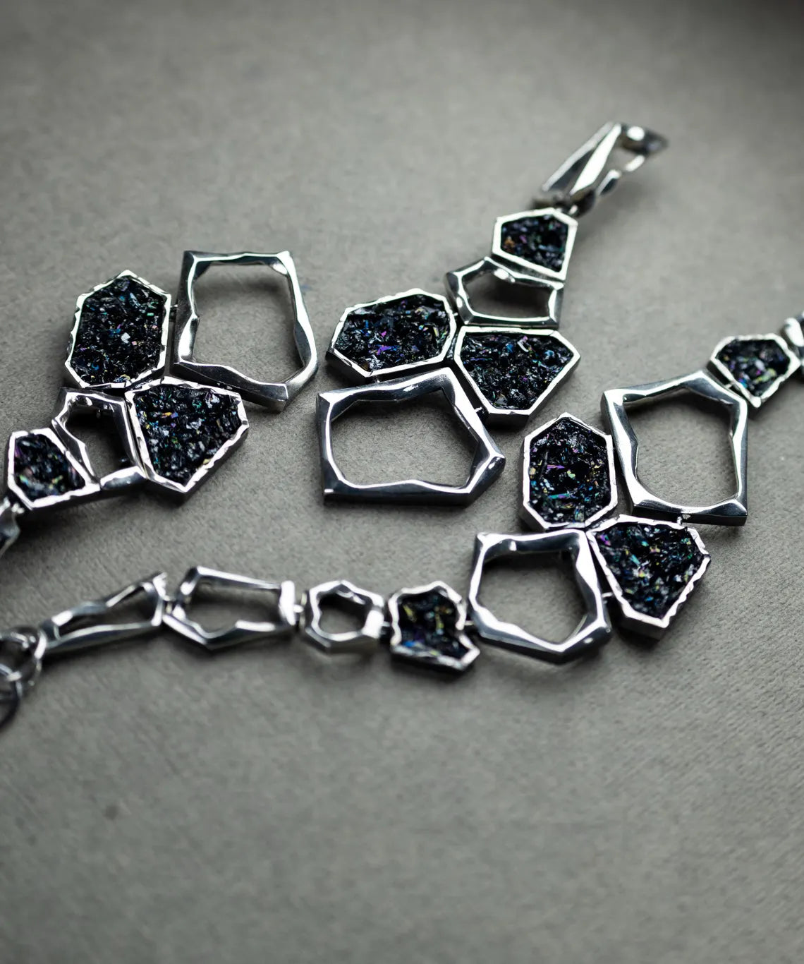 Modern silver Earth Element jewelry set