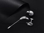 Eagle in flight silver lapel pin