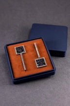Geometric sterling silver carborundum set