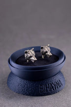Handmade bear cufflinks with black onyx detail