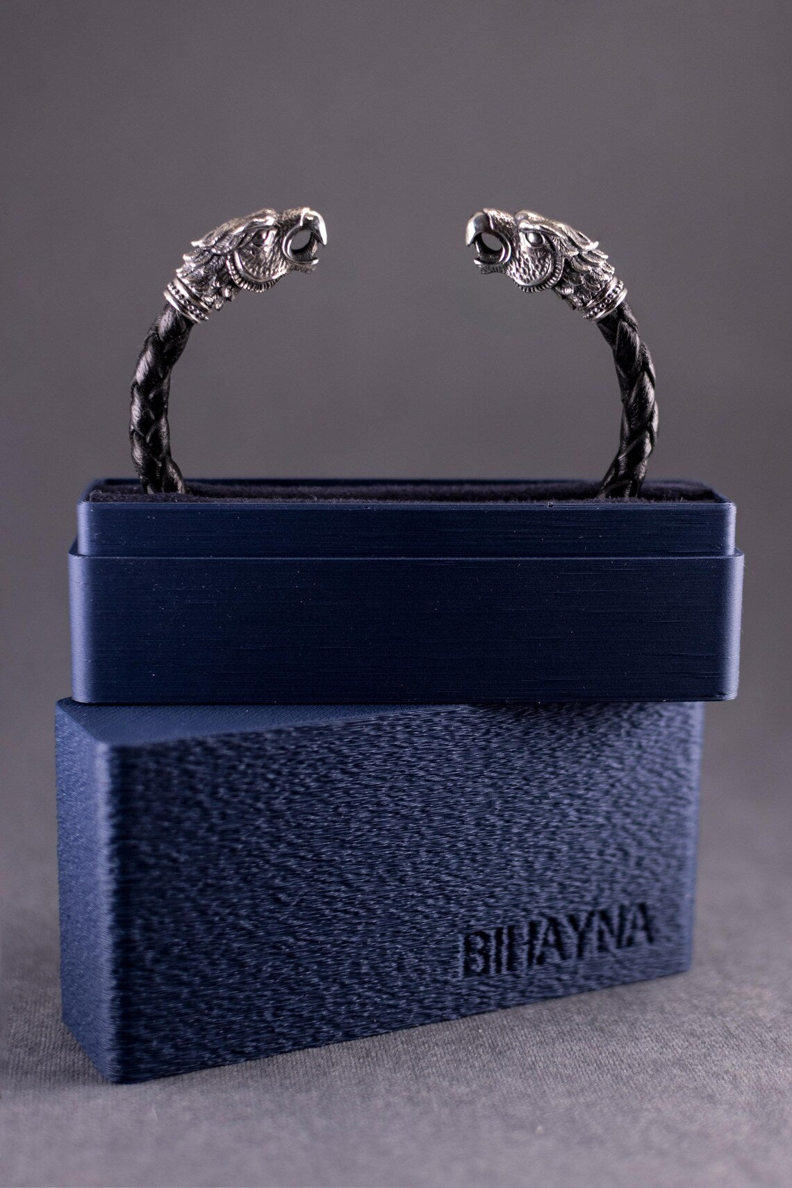 Lion head silver cuff bracelet