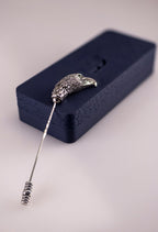 Oxidized sterling silver eagle brooch