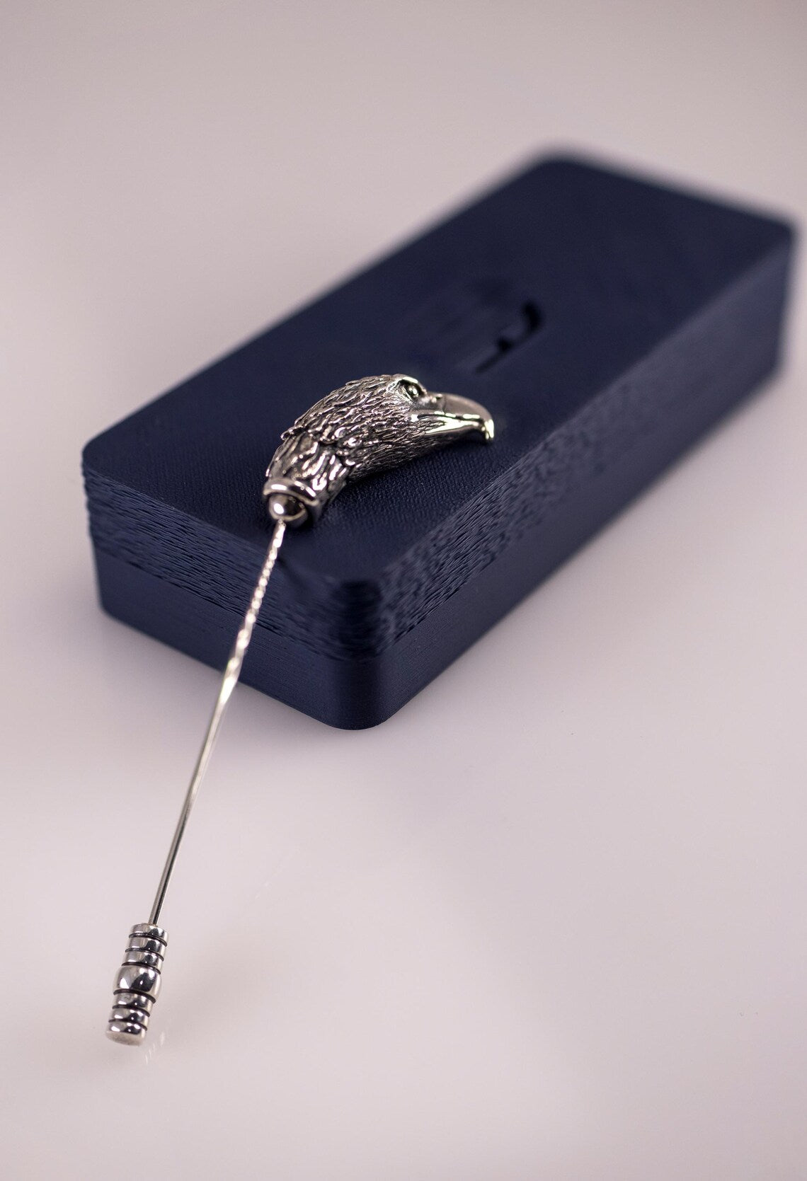 Oxidized sterling silver eagle brooch