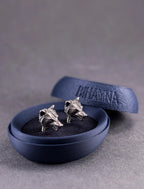 Wolf cufflinks with black onyx