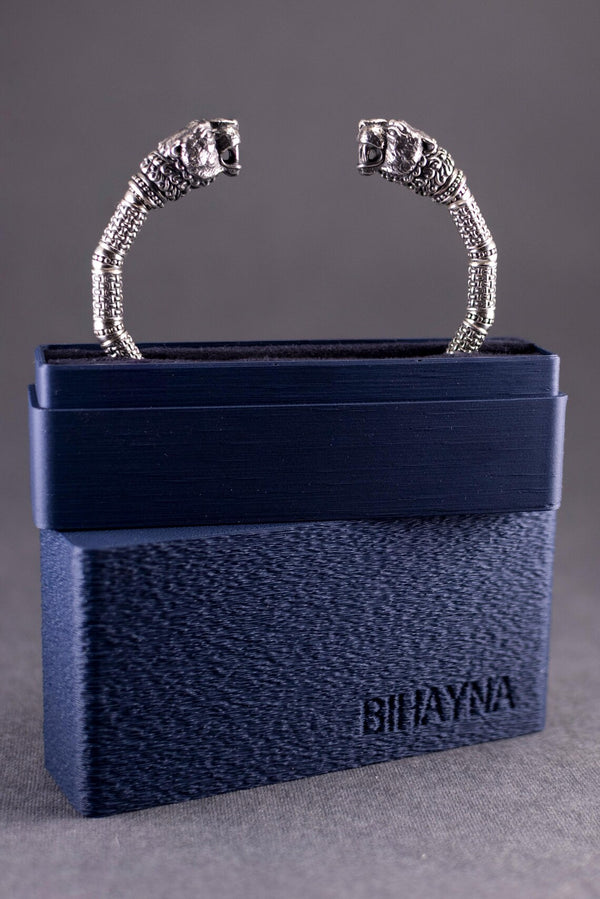 Panther head leather bracelet