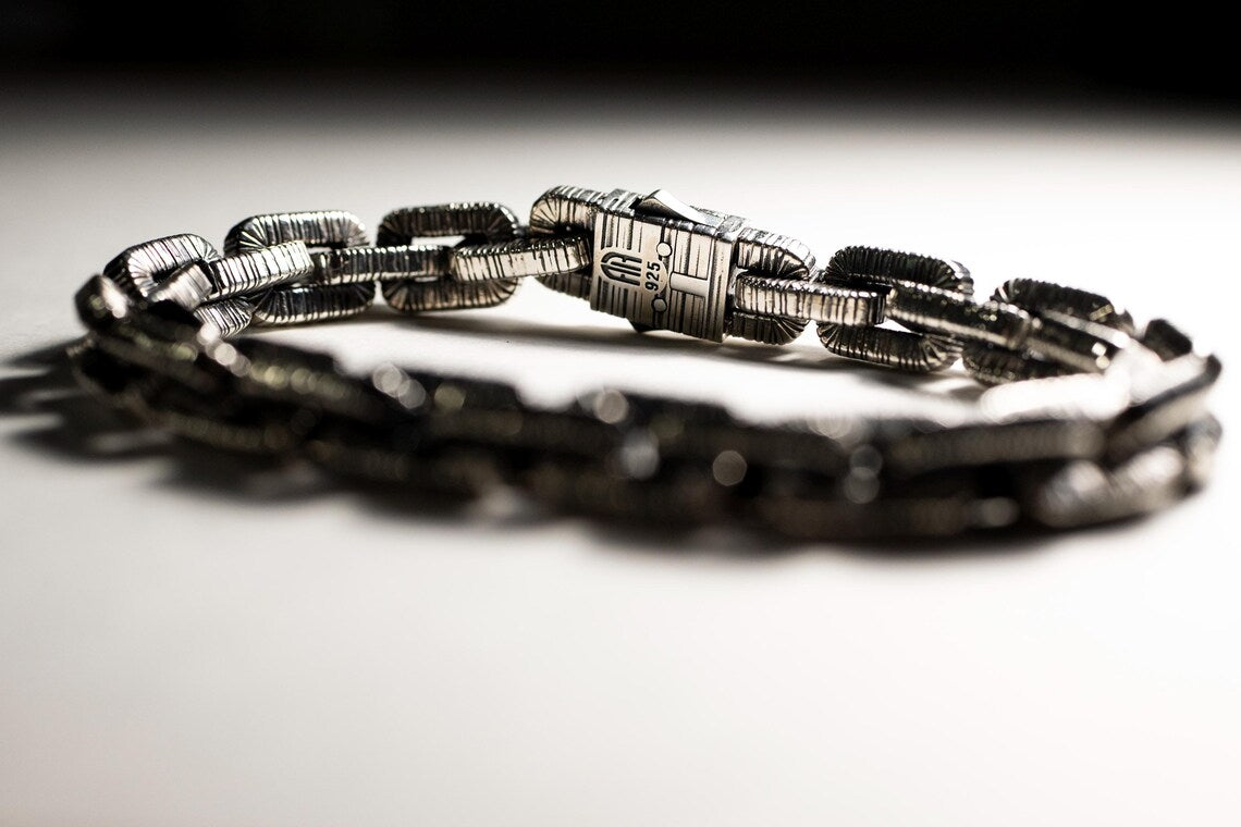 Artisan anchor chain necklace close-up