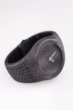 Handcrafted sterling silver cuff watch with wide textured bracelet design