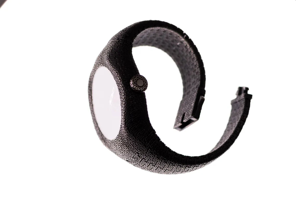 Artisan handmade sterling silver cuff watch with oxidized finish