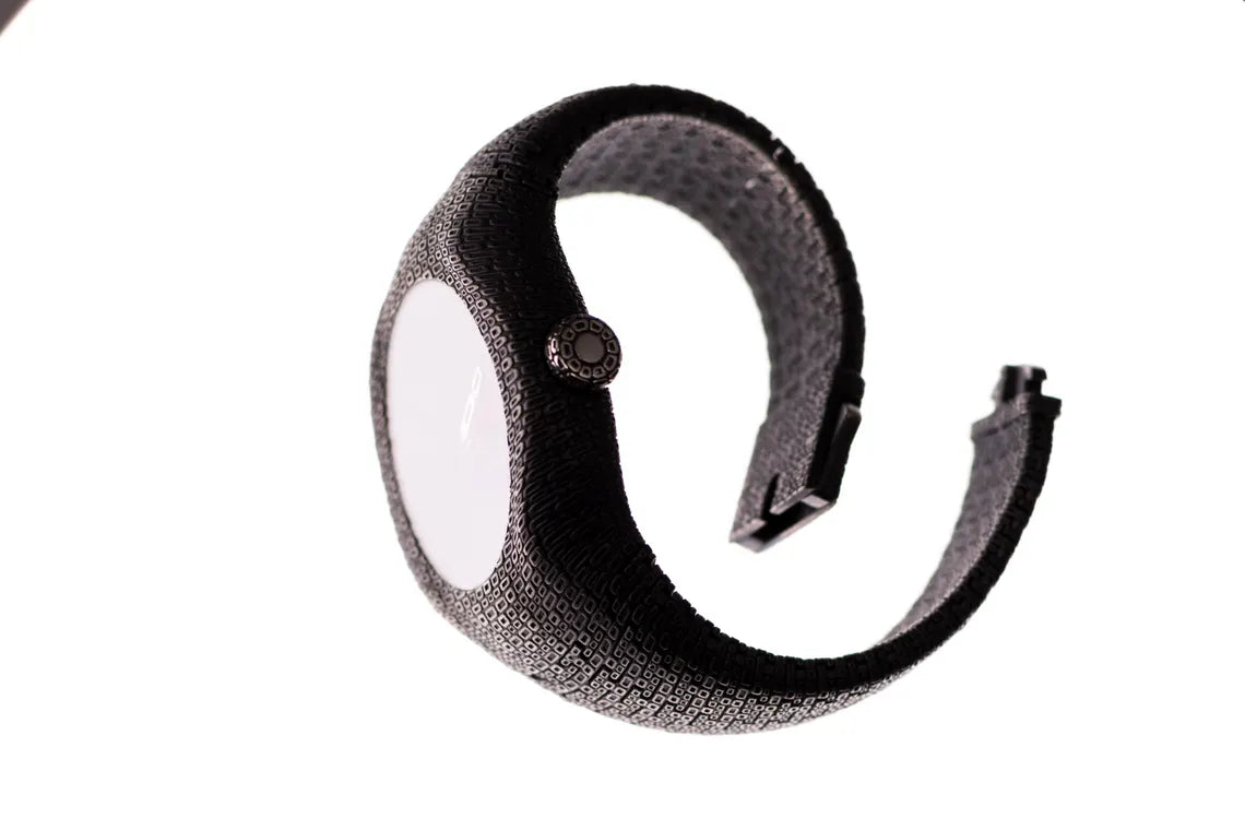 Artisan handmade sterling silver cuff watch with oxidized finish
