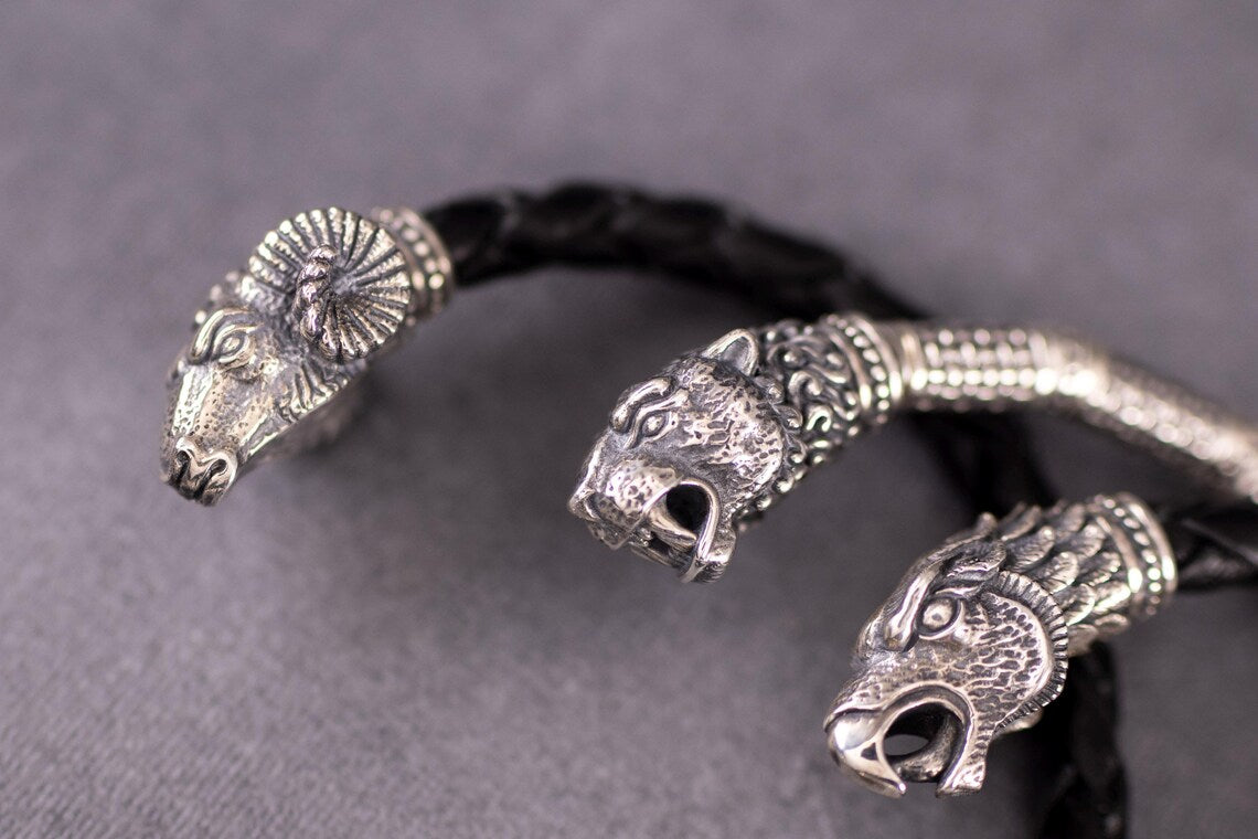 Handmade mens leather bracelet