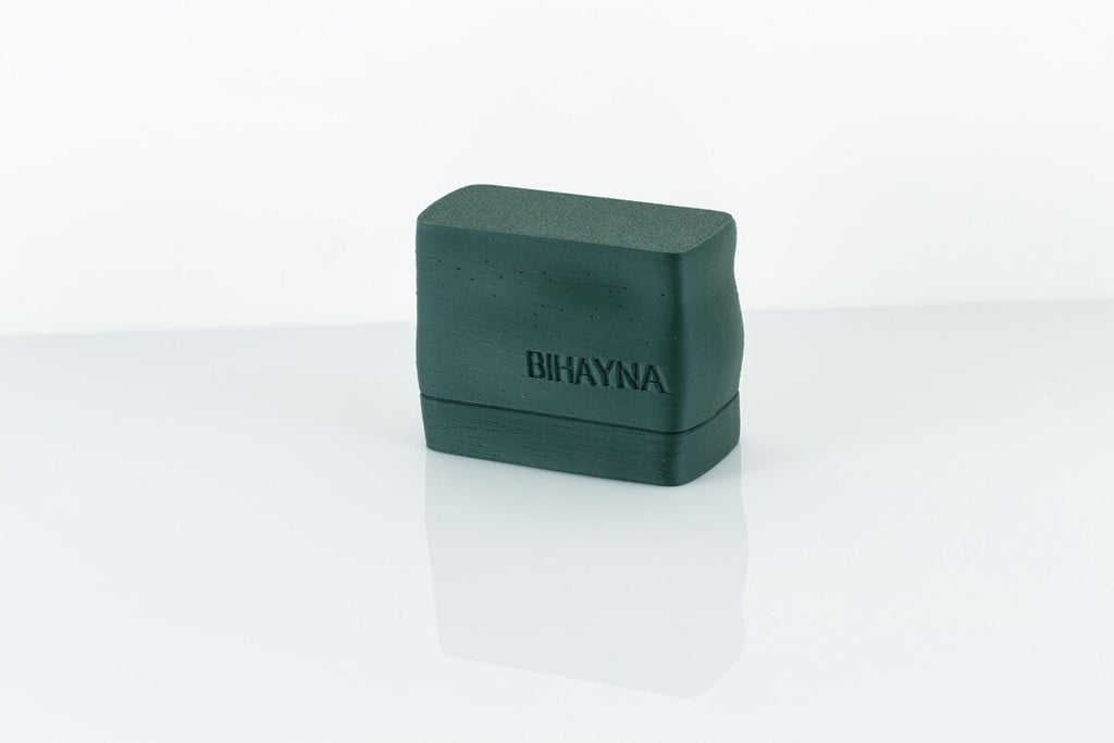 Green rectangular object with 'BIHAYNA' branding on a white background
