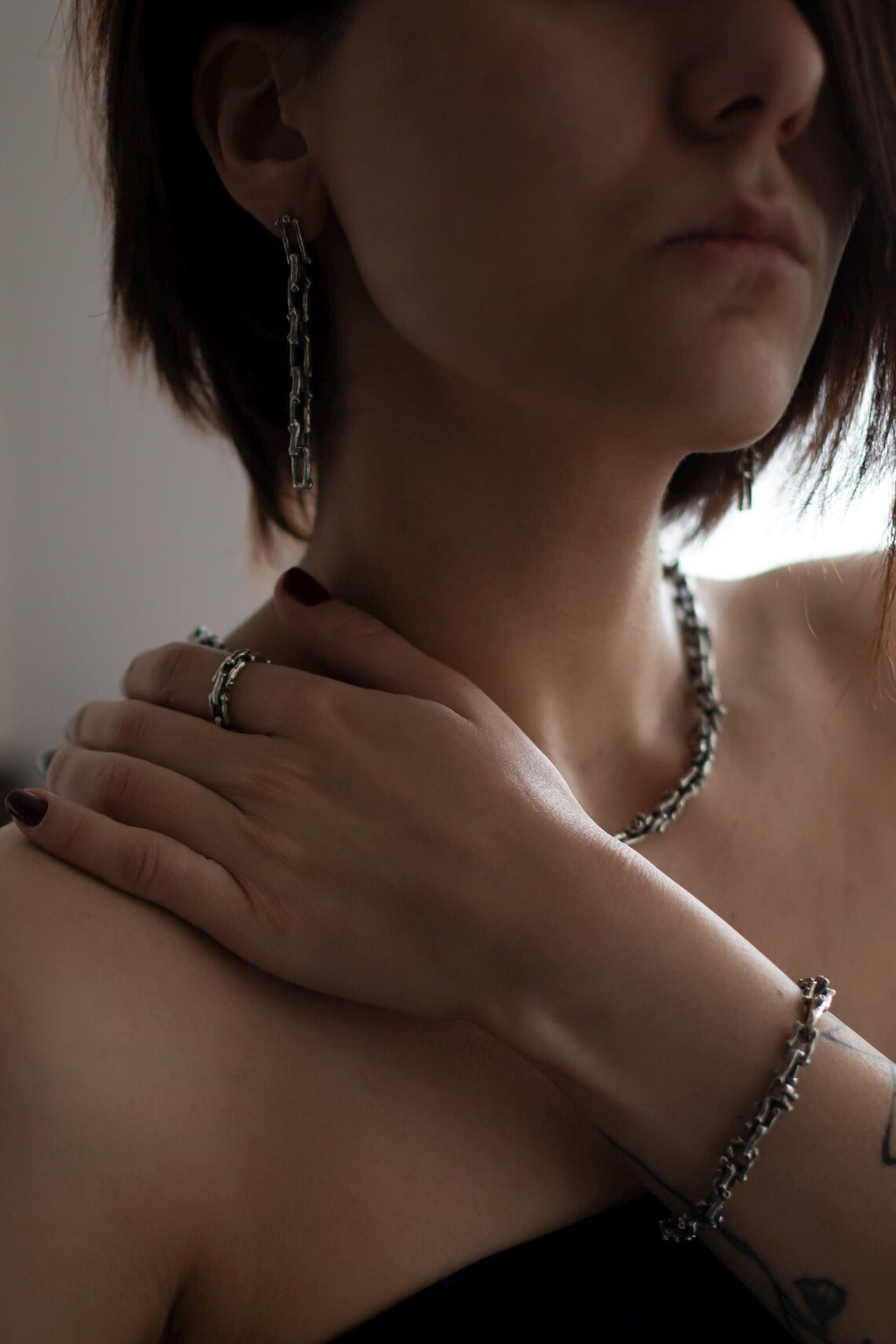 Handcrafted Oxidized 925 Sterling Silver Branch Chain Necklace for Men & Women
