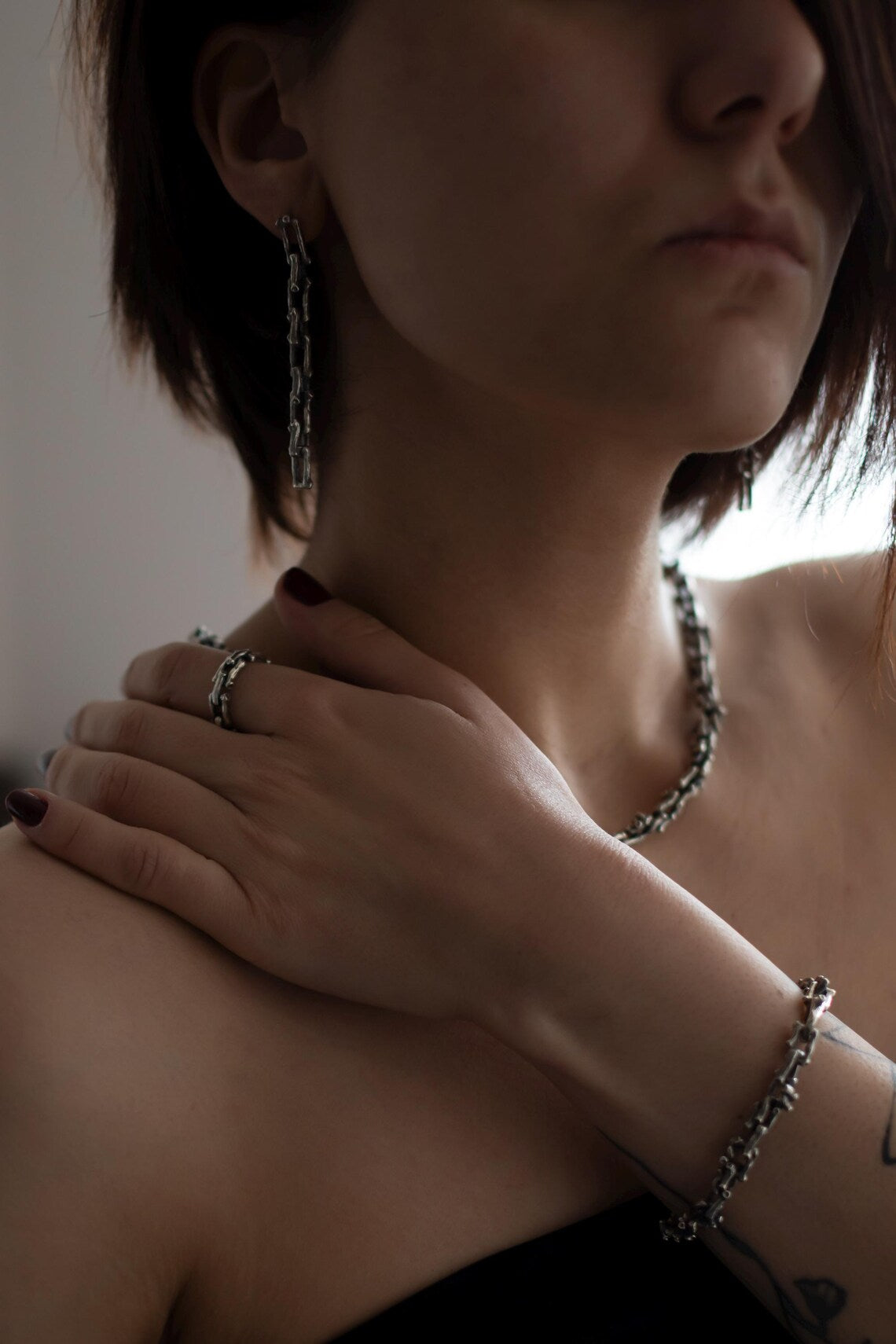 Oxidized Silver Branch Chain Necklace product image 5
