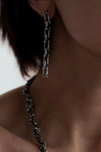 Organic textured unisex dangle earrings in sterling silver