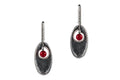 Handcrafted sterling silver jewelry set with red coral ring and earrings