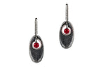 Handcrafted sterling silver jewelry set with red coral ring and earrings