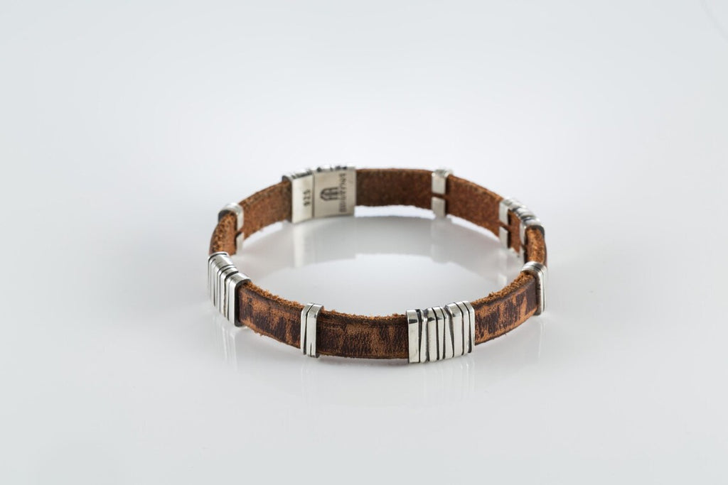 Leather and sterling silver bracelet