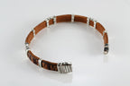 Brown leather bracelet with silver clasp