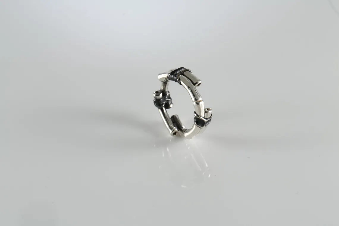 Sterling silver bamboo ring for women