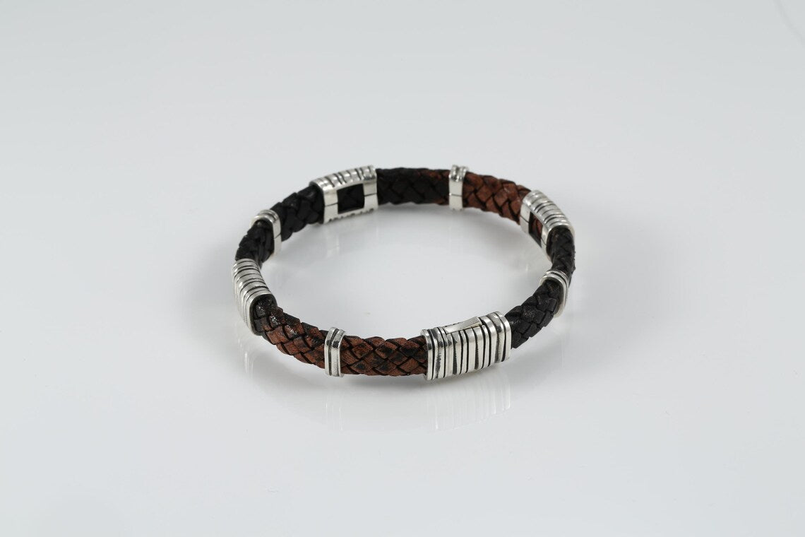 Mens braided leather bracelet