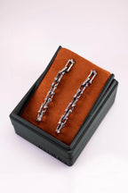 Rustic textured chain link earrings detail