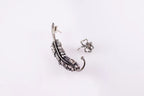 Oxidized sterling silver feather jewelry for ear styling