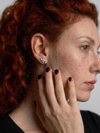 Asymmetrical sterling silver botanical earrings for elegant styling