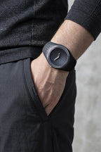 Unisex statement silver cuff wristwatch with minimalist dial