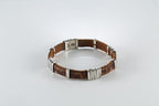 Black leather bracelet with silver clasp