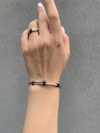 Rustic bamboo ring in 925 silver