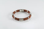 Brown leather and sterling silver bracelet