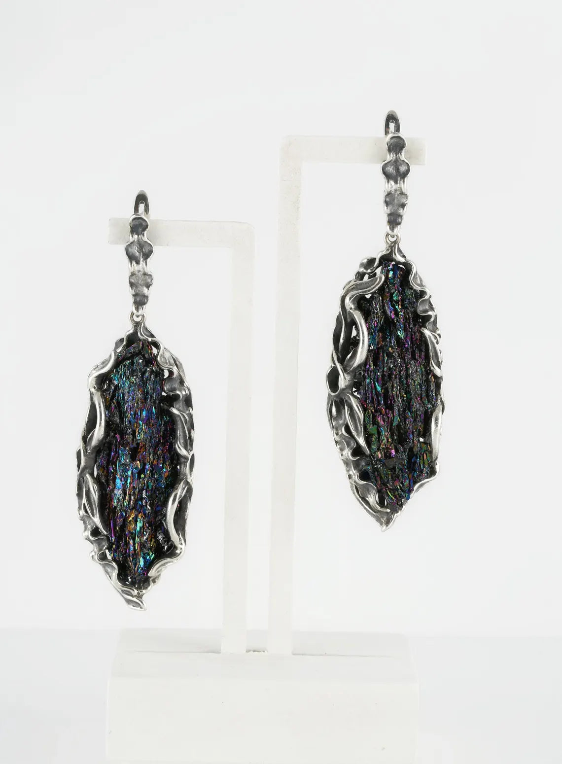 Rainbow Carborundum Silver Earrings product image 5