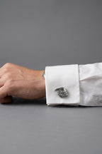 Gothic raven cufflinks with black onyx