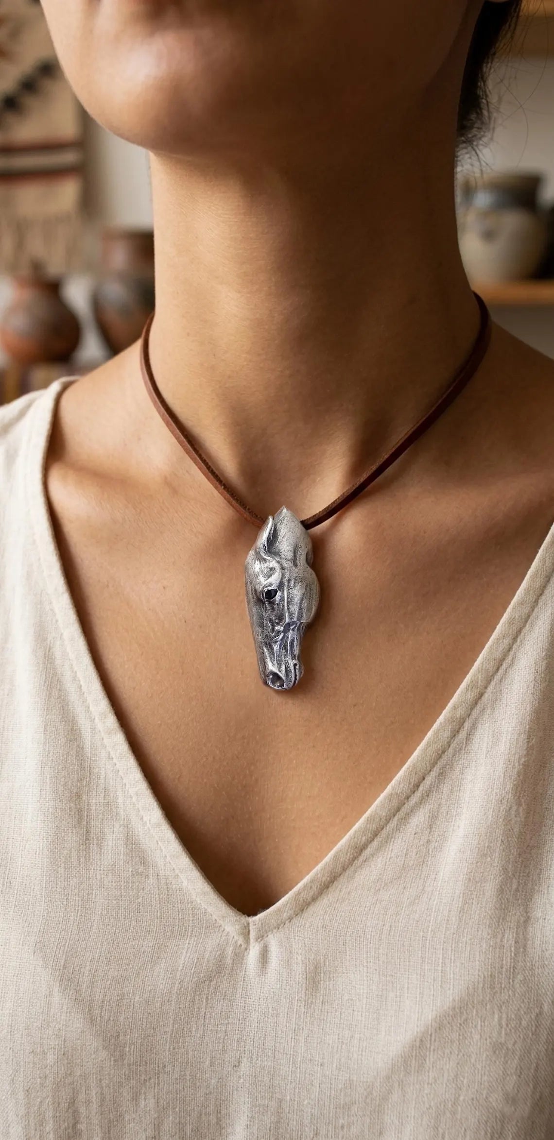 Sterling silver horse pendant