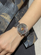 Luxury handcrafted silver watch with celestial galaxy face