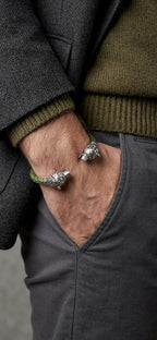 Bear head leather bracelet