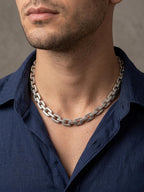 Handcrafted chunky sterling silver anchor chain necklace