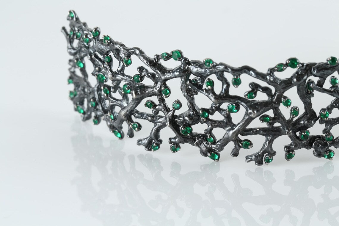 Sterling silver branch cuff bracelet