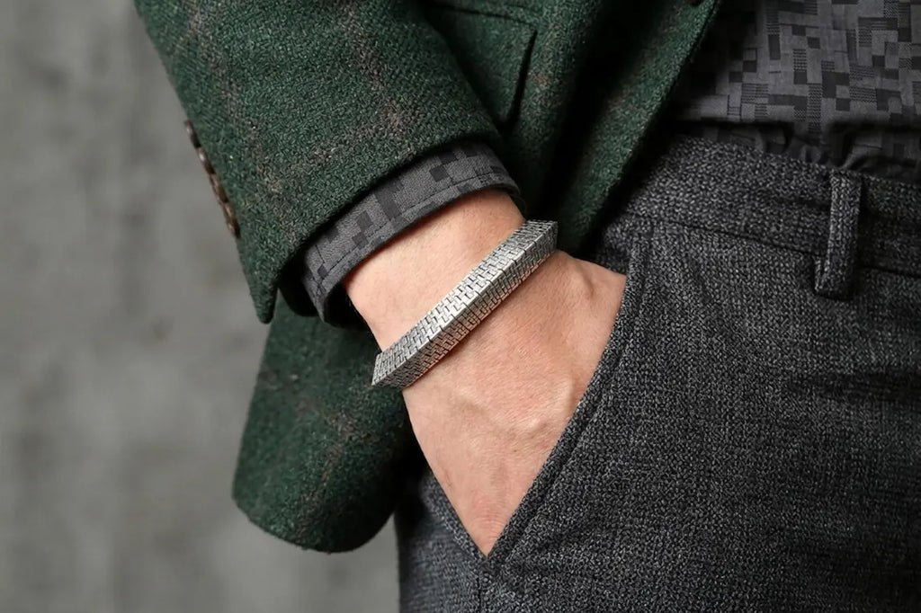 Geometric silver chain bracelet