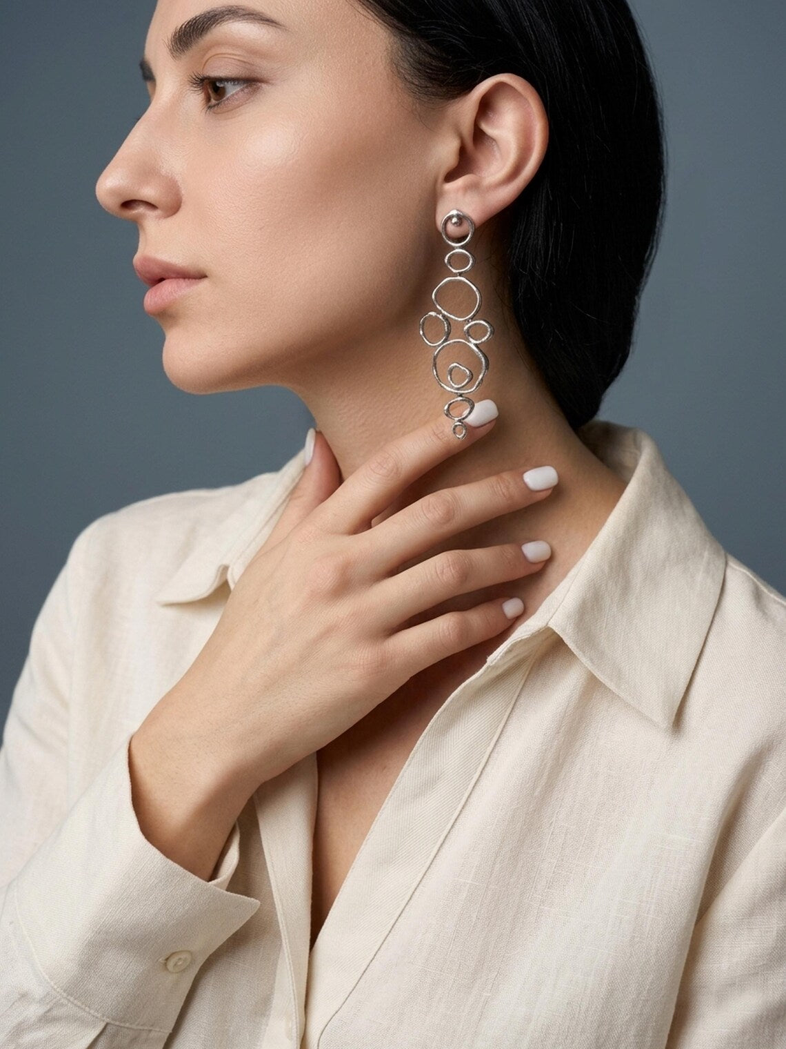 Sterling silver Air Element jewelry set close-up