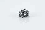 Sterling silver tree branch ring with green gemstones