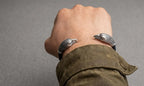 Eagle head leather bracelet in sterling silver
