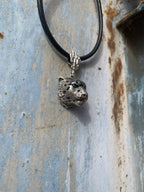 Snow leopard leather cord necklace