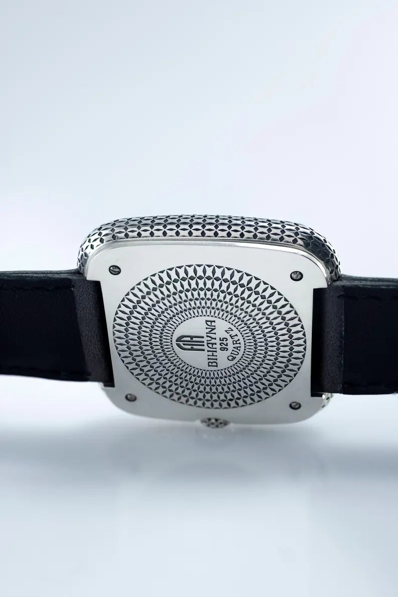 Handcrafted 925 Sterling Silver Unisex Wrist Watch with Sapphire Crystal