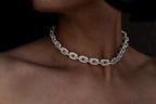 Handcrafted chunky sterling silver chain necklace with anchor pendant