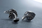 Handmade sterling silver raven head cufflinks