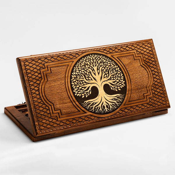 Armenian backgammon board with tree design cover